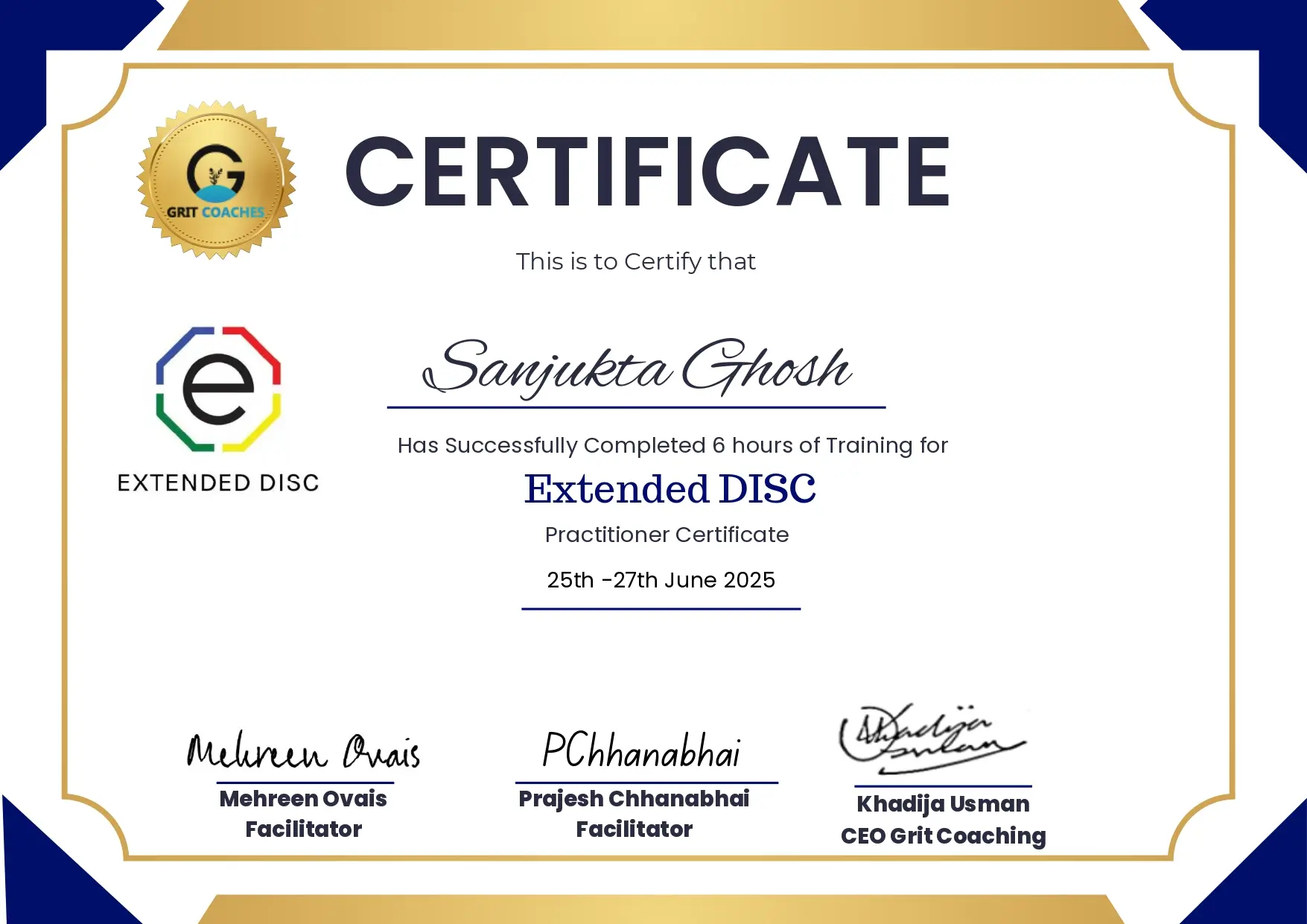 Home Coaching Certificate