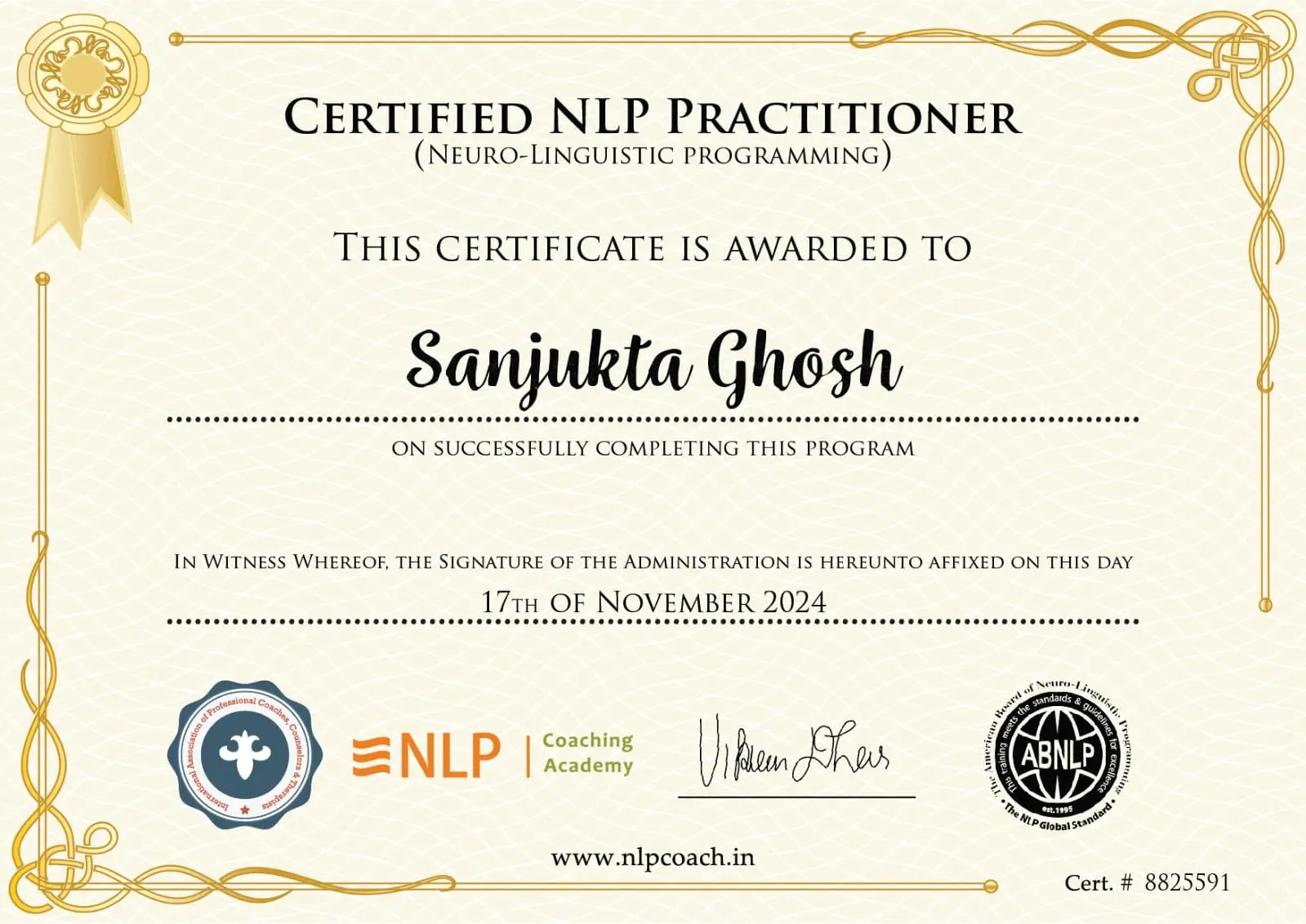 Home Coaching Certificate