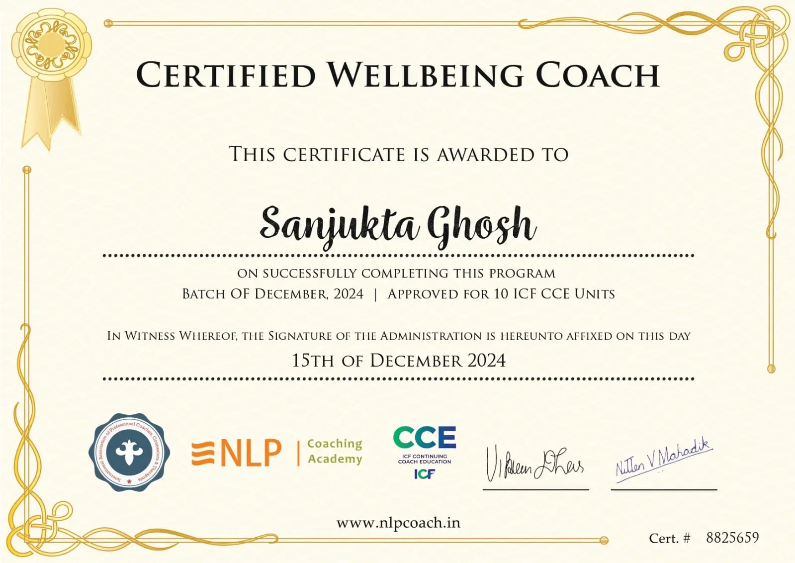 Home Coaching Certificate