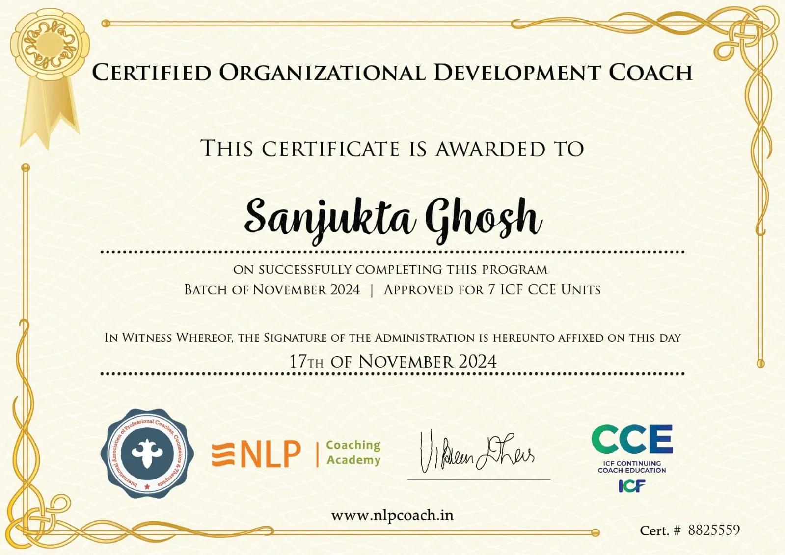 Home Coaching Certificate