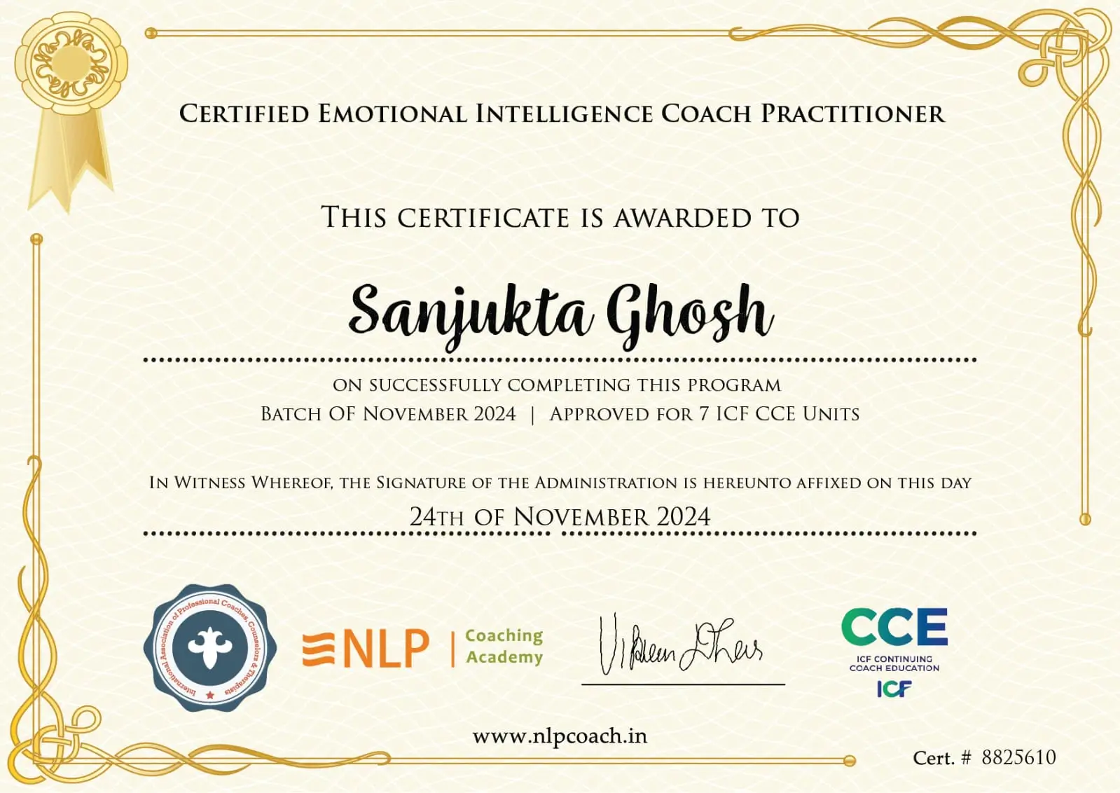 Home Coaching Certificate