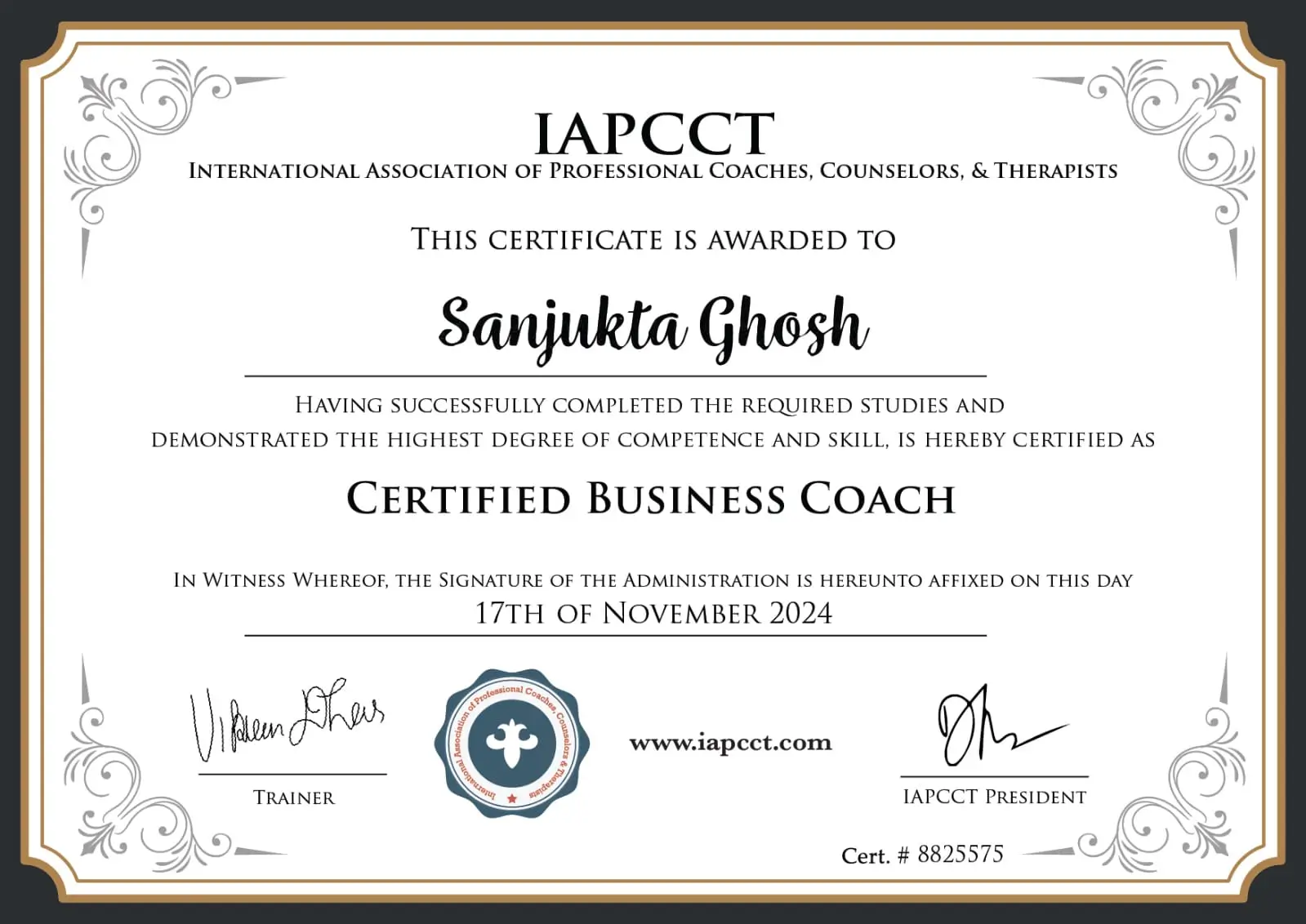 Home Coaching Certificate