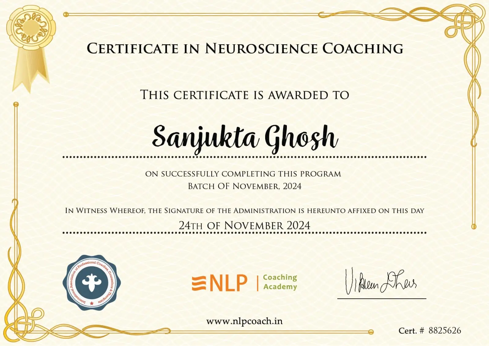 Home Coaching Certificate