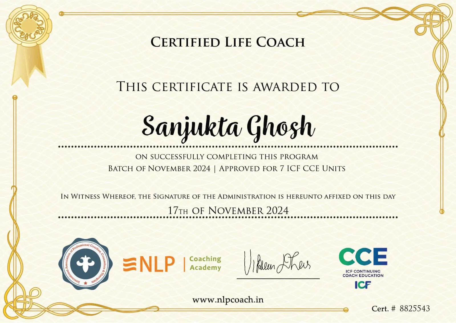 Home Coaching Certificate