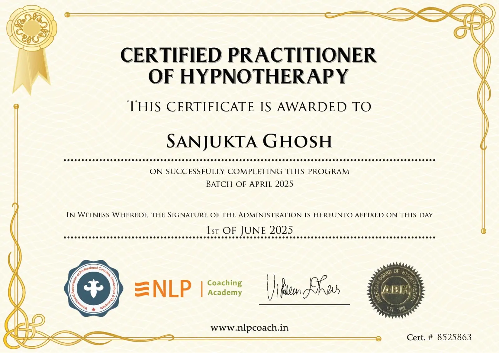 Home Coaching Certificate